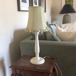 Pottery Barn White Lamp Sage Rosettes Shade